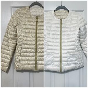 Lilly Pulitzer Cream and White Quilted reversible, Puffer Jacket size S